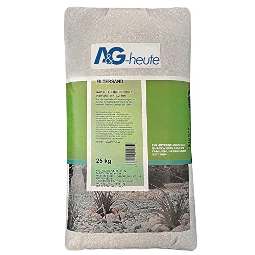 A&G-heute Min2C Pool Filtersand 25kg | Körnung 0,7-1,2 für Poolfilter Teichfilter Pumpe...