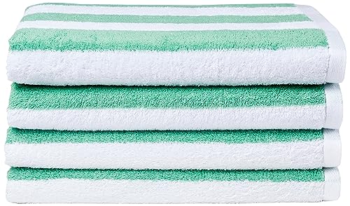 Amazon Basics 100 % Baumwollfrottee Cabana gestreiftes Strandtuch und Poolhandtuch, weich...