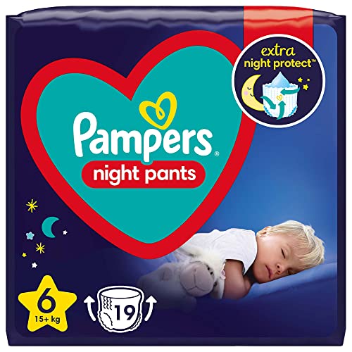 Pampers Night Pants Windeln Größe 6 (15+ kg), 19 Windeln, Nachtwindeln bieten Schutz Die...