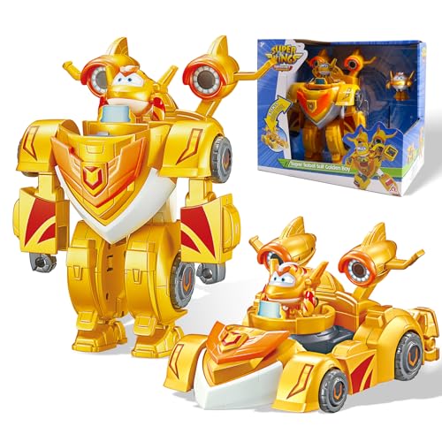 Super Wings EU770352 - Super Robot Suit Golden Boy, ca. 18 cm große verwandelbare...