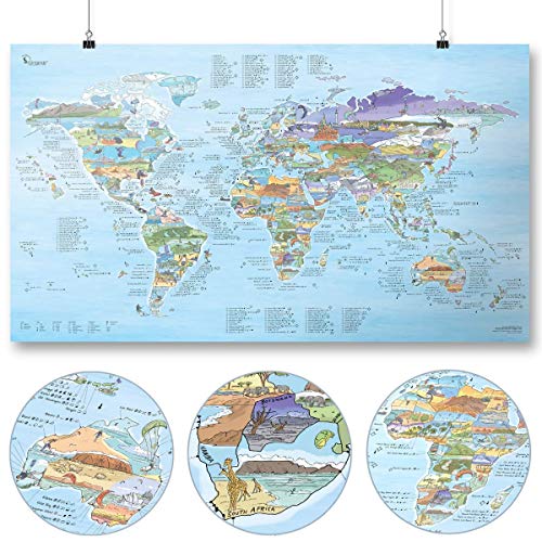 Kitesurf Weltkarte | AWESOME MAPS | Entdecke die 300 Besten Wellen der Welt - 97,5 x 56cm...