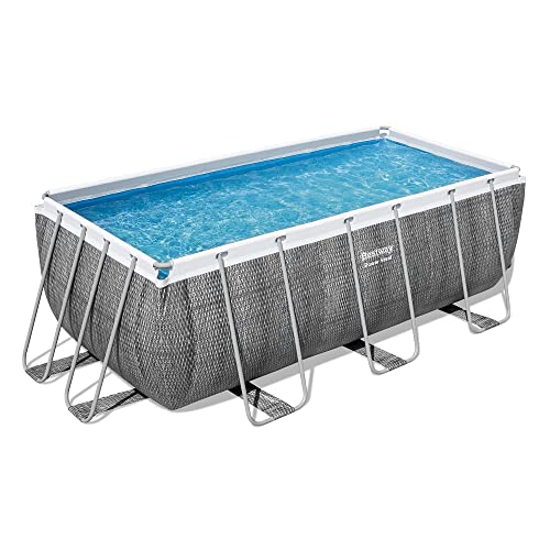 Bestway Power Steel Frame Pool-Set mit Filterpumpe 412 x 201 x 122 cm, Rattan-Optik...