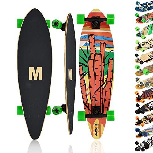 MAXOfit Longboard in verschiedenen Designs mit hochwertigen Ahorn/Bambus Decks für Anfänger und Fortgeschrittene