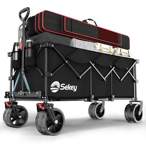 Sekey XXXL Bollerwagen Faltbar 300L 200KG Belastbar, Faltbarer Bollerwagen 17x10 cm Extra...