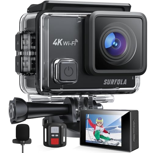 Surfola Action Cam 4K, Unterwasserkamera 40M Wasserdicht 20MP EIS Bildstabilisierun 170°...