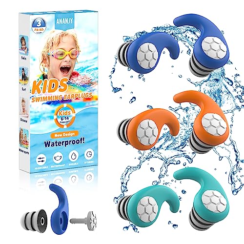 Schwimm Ohrstöpsel für Kinder- 3 Paar wasserdichte, wiederverwendbare Silikon...