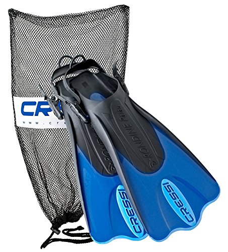 Cressi CSSPSAF-BL-ML Palau Kurze Schnorchelflossen mit Netztasche, Blau, Medium/Large