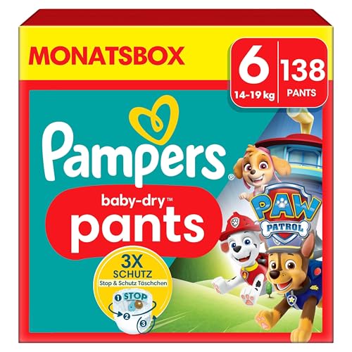 Pampers Windeln Paw Patrol Pants Größe 6 (14-19kg) Baby-Dry, Extra Large mit Stop- und...