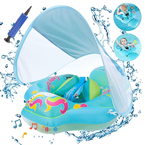 Baby Schwimmring mit Sonnendach Abnehmbaren,Schwimmring mit Sonnenschutz Verstellbare...