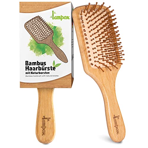 Bambus Haarbürste Holz mit Naturpins, Paddle Brush, Pins aus Bambus, Entwirrbürste,...