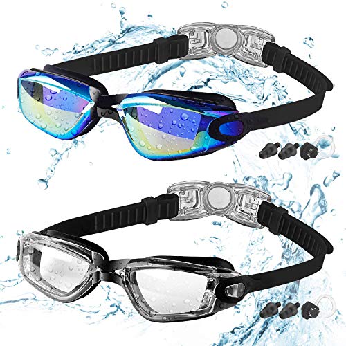 COOLOO Schwimmbrille, 2 Stück Schwimmbrille für Kinder/Junior/Erwachsene, Unisex...