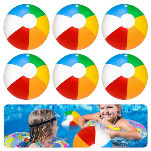 YANGUN 6 Stück 33cm Wasserball Aufblasbar, Wasserball Aufblasbar Bunt, Beachball in...