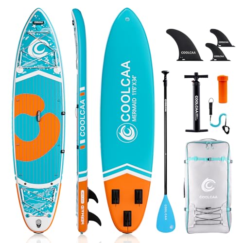 COOLCAA 354cmx86cmx15cm Stand Up Paddling Board mit Premium SUP Zubehör, Tragkraft bis...