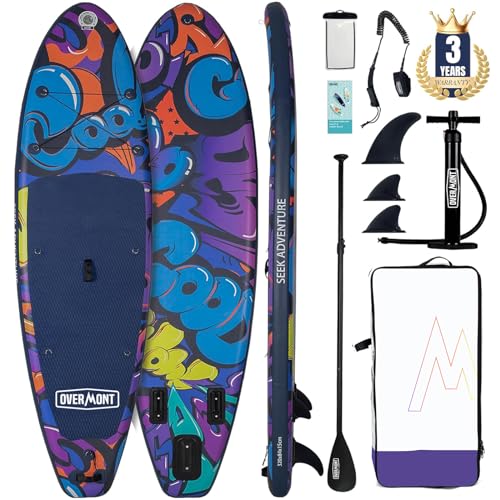 Overmont SUP Aufblasbares Stand Up Paddle Board Set mit Paddleboard Zubehör,...