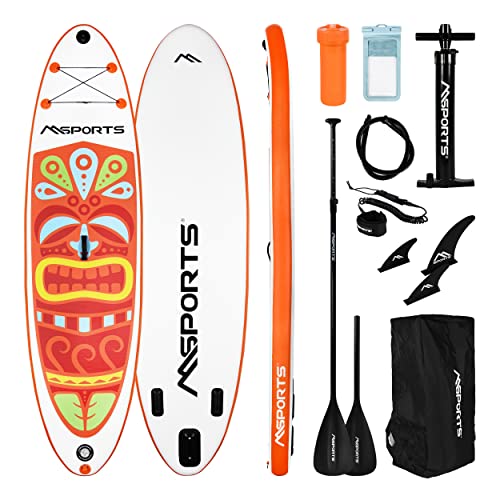 MSPORTS Stand Up Paddle Board Aufblasbar Komplettes Paddleboard Zubehör Verstellbares...