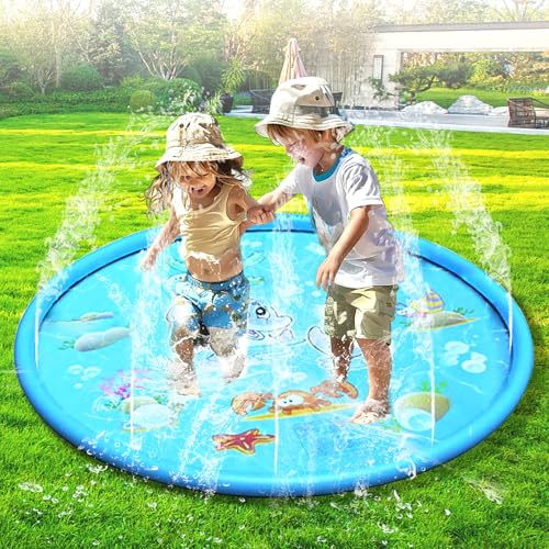 LURNODY Wasserspielmatte für Haustiere100 CM/39 Zoll Wassersprinkler Matte Kinder Splash...