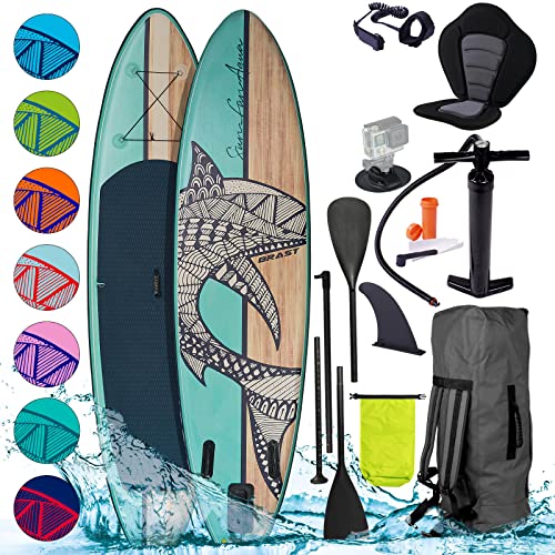 BRAST SUP Board Shark | Aufblasbares Stand up Paddle Set | 300-365cm viele Modelle | inkl....