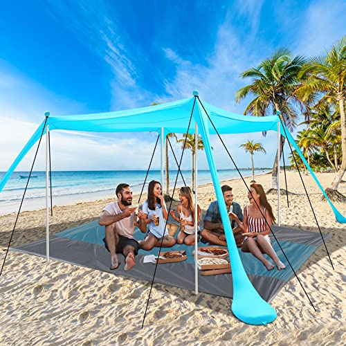 Strandzelt UV Schutz riggoo Sonnenzelt Sonnensegel Strand Zelt 3 × 3m Komfort...