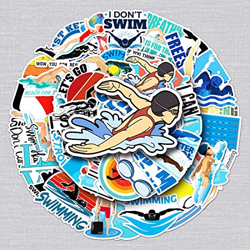 Schwimmen Aufkleber Swim Sticker Set 50 Stücke Niedlich Deko für Auto Laptop Skateboard...