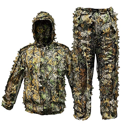 Upgrade Ghillie Suit Outdoor 3D Lifelike Super Lightweight Hooded Camouflage Clothing for...