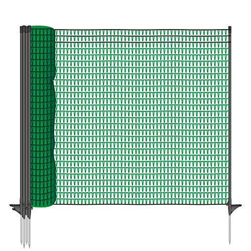 VOSS.farming 20m Gartennetz, Universal Begrenzungszaun, 80cm, 12 Pfähle, dunkelgrün,...