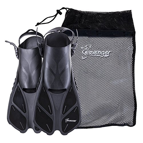 Seavenger Schnorchel-Schwimmflossen mit Tasche (Schwarz, L/XL (Größe 9 bis 13))