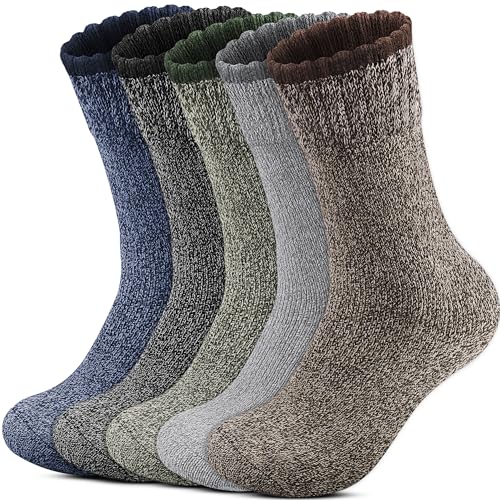 Reamphy 5 Paar Thermosocken Herren, Winter Warme Socken Merino Wollsocken Herren 39-46,...