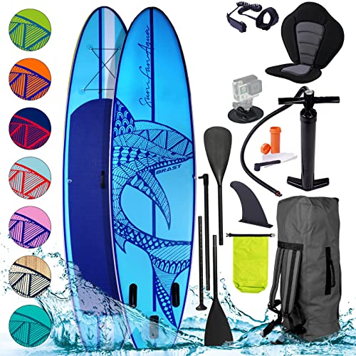 BRAST SUP Board Shark | Aufblasbares Stand up Paddle Set | 300-365cm viele Modelle | inkl....